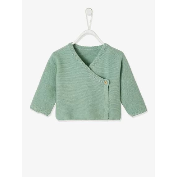Brassière bébé en coton et laine bleu pale