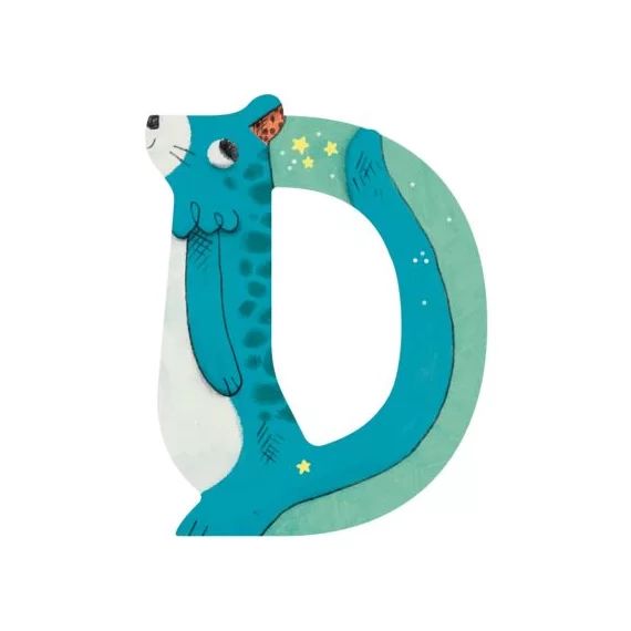 Lettre D en bois Panthère bleue