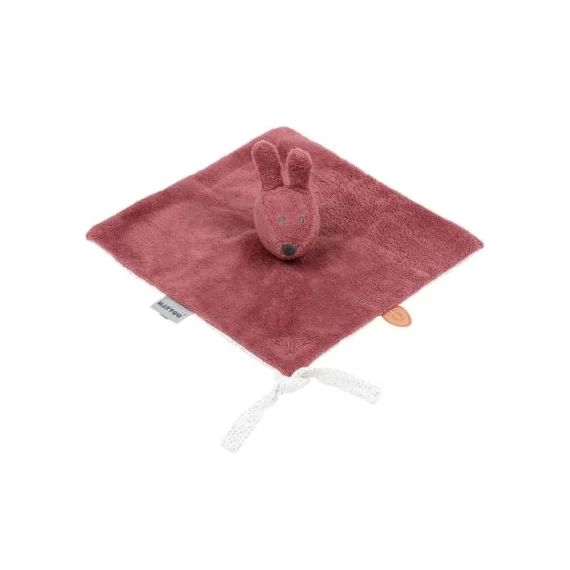 Doudou attache sucette Susie & Bonnie lapin vieux rose (27 x 27 cm)