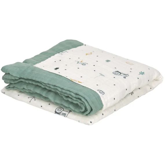 Couverture en bambou vert d&rsquo;eau Garden Explorer (100 x 100 cm)