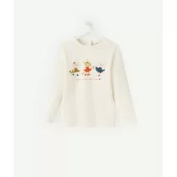T-shirt bébé fille en coton bio écru motifs animaux dansants –  – Soldes