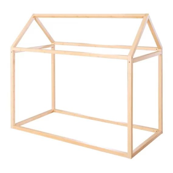 Lit Cabane 70 X 140 Cm Pour Enfants Roba – Bambou Certifié Fsc – Lit Montessori Au Sol Pour Garçon Et Fille – Finition Naturelle Marron