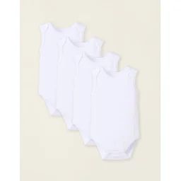 Pack 4 Bodies À Manches Courtes En Coton Blanc