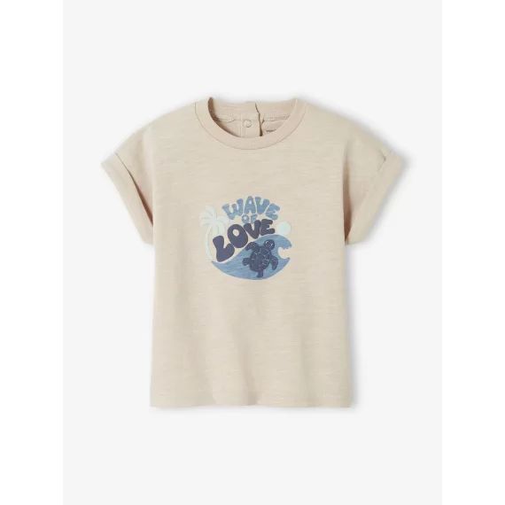 T-shirt tortue bébé manches courtes beige