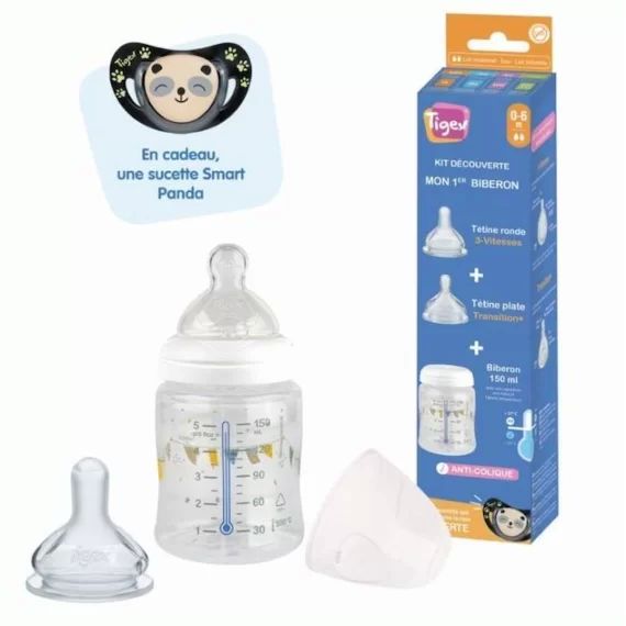 Tigex Kit Biberon 150 Ml + 2 Tétines + 1 Sucette – Temperature Control Multicolore