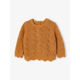 Pull en maille ajourée bébé jaune