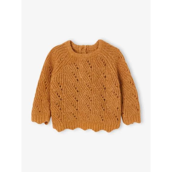 Pull en maille ajourée bébé jaune