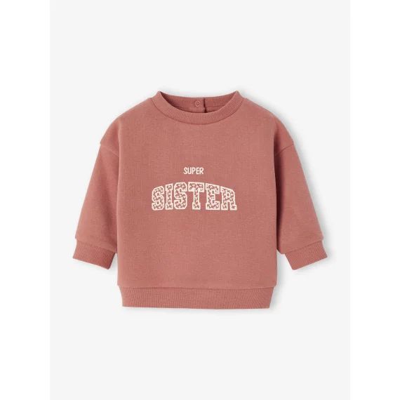 Sweat-shirt bébé à message imprimé vieux rose