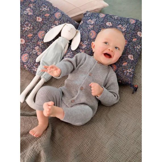 Ensemble mixte en tricot T-shirt et pantalon bébé gris clair chiné