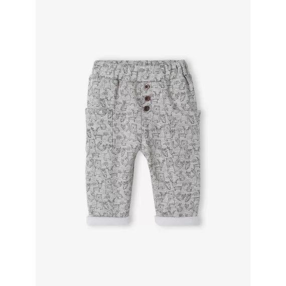 Pantalon molleton bébé imprimé gris chiné imprimé