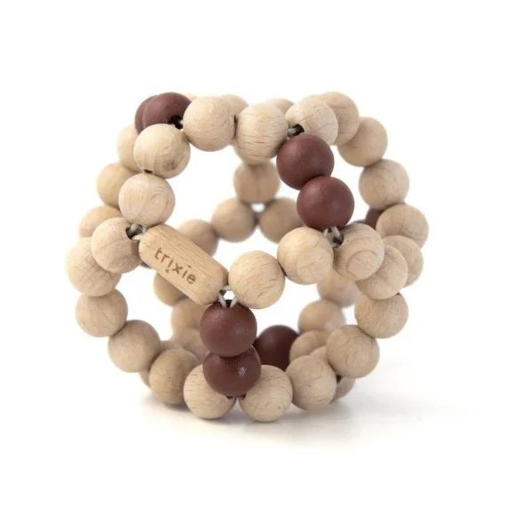 Trixie hochet Kralenbal junior 8 cm bois naturel/bordeaux marron