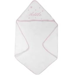 Cape de bain coeur rose personnalisable (80 x 80 cm)