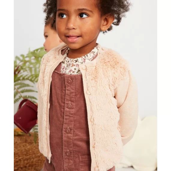 Gilet rose imitation fourrure bébé fille –  – Soldes