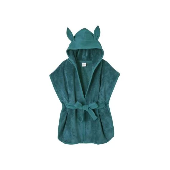 Peignoir en éponge de bambou vert paon (2-4 ans)