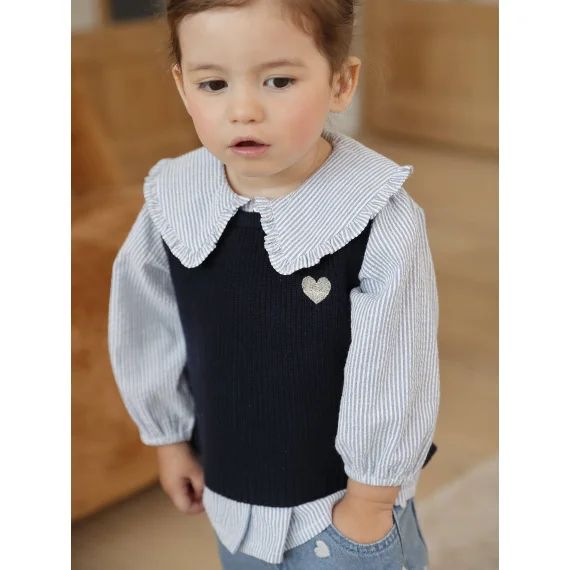 Pull sans manches bébé marine