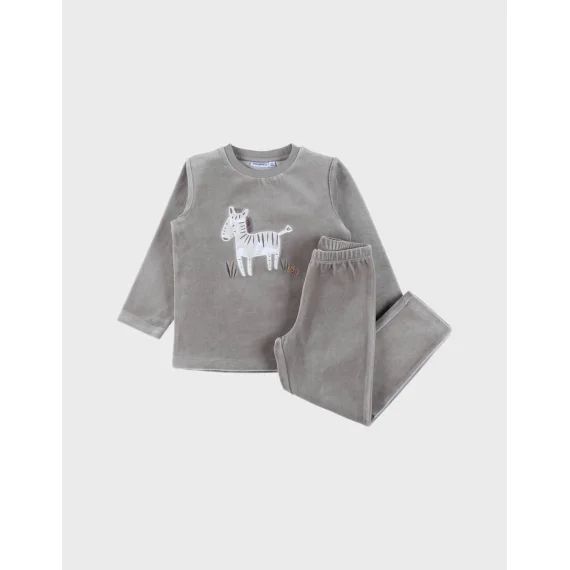 Pyjama 2 Pièces En Velours Avec Broderie Zèbre Vert
