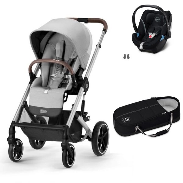 Poussette Cybex Balios S Lux – Châssis Silver/ Lava Grey + Cocoon S – Moon Black + Coque Auto Aton 5 – Deep Black (2023)