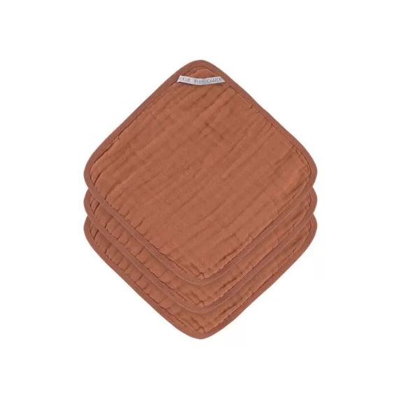 Lot de 3 débarbouillettes en mousseline de coton Cozy Care Rouille (30 x30 cm)
