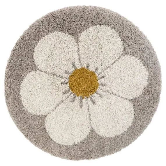 Tapis Enfant Rond Bohemian Daisy Beige Beige