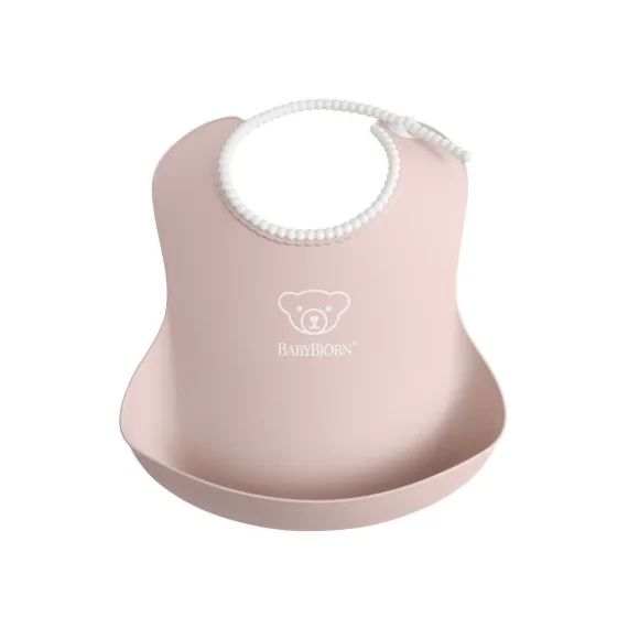 Bavoir plastifié à poche rose pastel