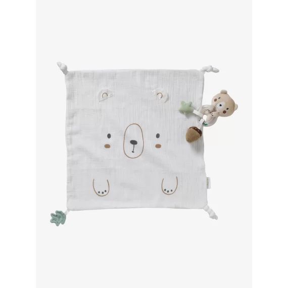 Doudou carré + hochet GREEN FOREST multicolore