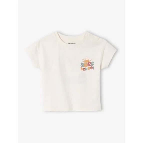 T-shirt grand motif dos bébé pressions épaule blanc