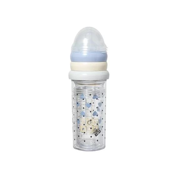 Lot 3 biberons coeurs bleus X BONTON (360 ml et 210 ml)