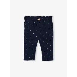 Pantalon paperbag en velours bébé marine
