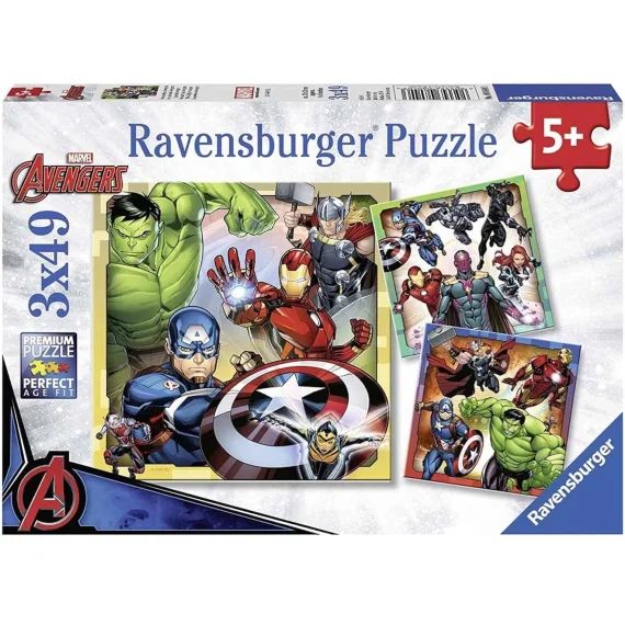 Puzzle Les Puissants Avengers 3×49 Pcs Bleu