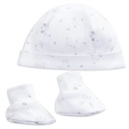 Ensemble bonnet + chaussons Garçon Blanc