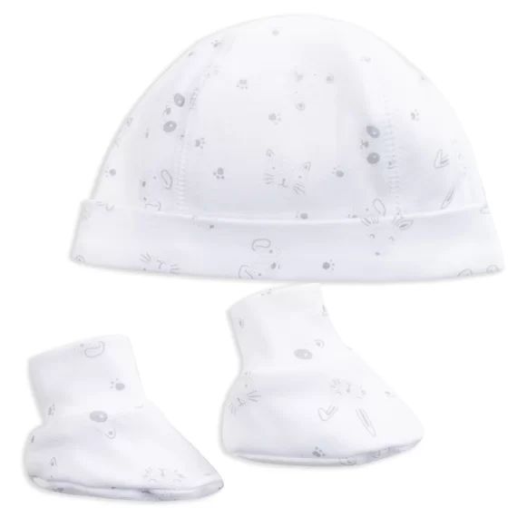 Ensemble bonnet + chaussons Garçon Blanc