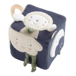 Cube D&rsquo;activités Bébé En Coton Bio Bleu