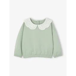 Sweat avec col brodé bébé vert sauge