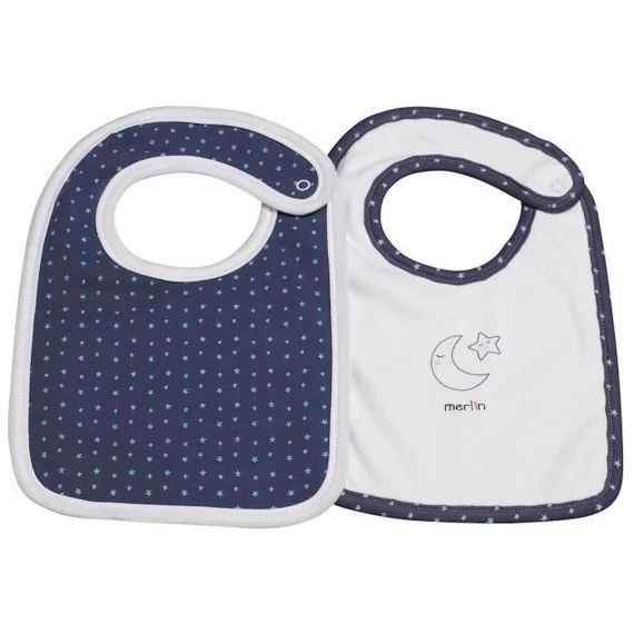 Bavoirs – Merlin – Lot De 2 – Coton – Bleu Bleu