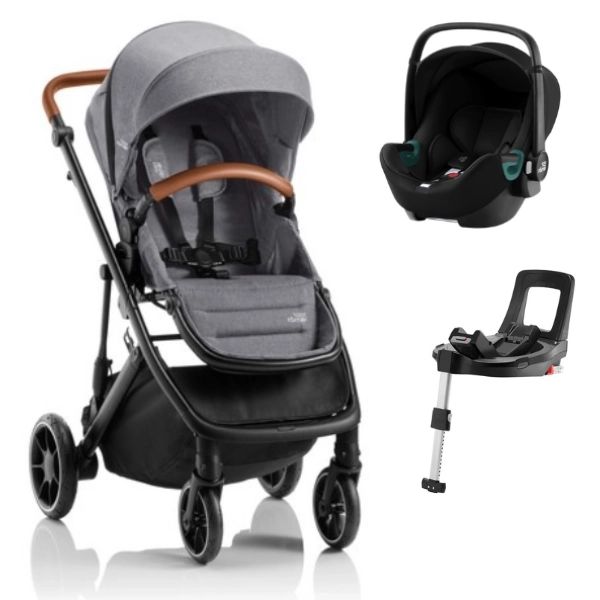 Poussette Britax Strider M – Elephant Grey + Coque Auto Baby-Safe 3 i-Size – Space Black + Base Flex 5Z