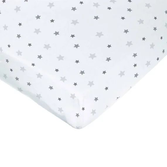 DOMIVA Drap housse Imprimé étoiles – Jersey – Oeko-Tex® – Blanc – 60 x 120 cm blanc