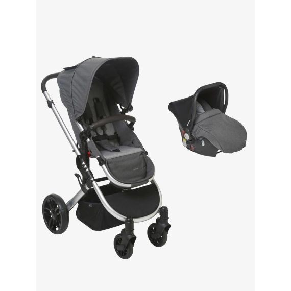 Poussette réversible combinée vertbaudet Bicity+ gris aluminium