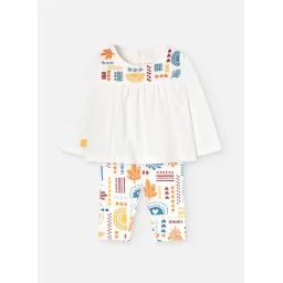 Ensemble T-shirt À Manches Longues Et Pantalon Imprimé Blanc