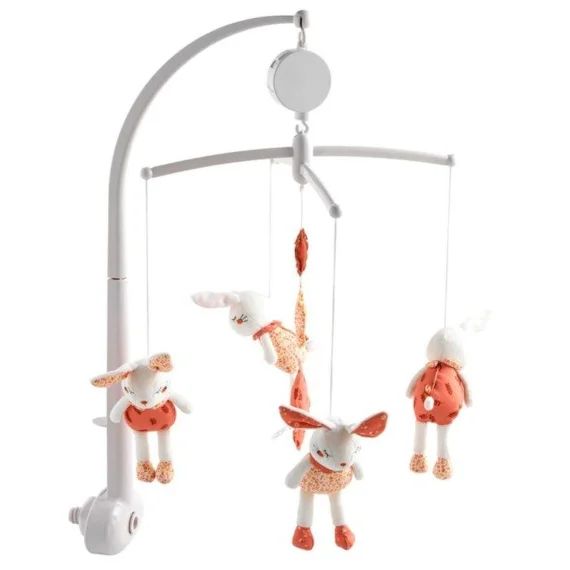Mobile musical  en velours blanc blanc