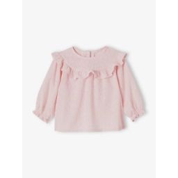Blouse brodée bébé à volant rose pâle