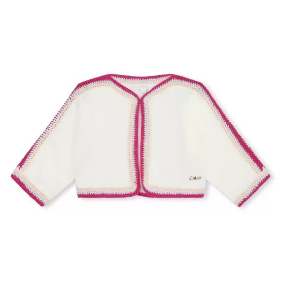 Cardigan avec détails crochet Fille Blanc
