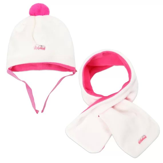 Bonnet et écharpe avec badge Fille Beige