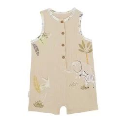 Combishort Bébé Garçon En Gaze De Coton Zagora Beige