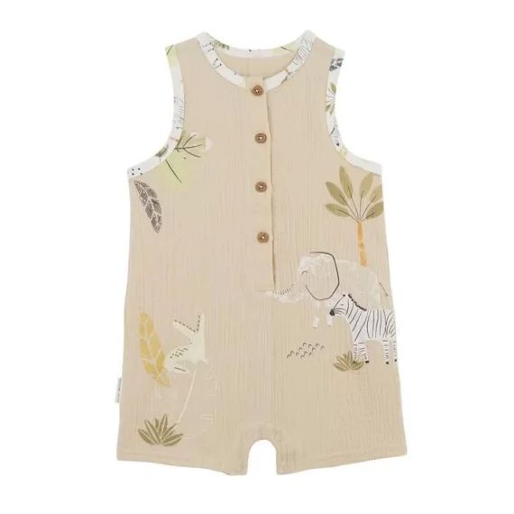 Combishort Bébé Garçon En Gaze De Coton Zagora Beige