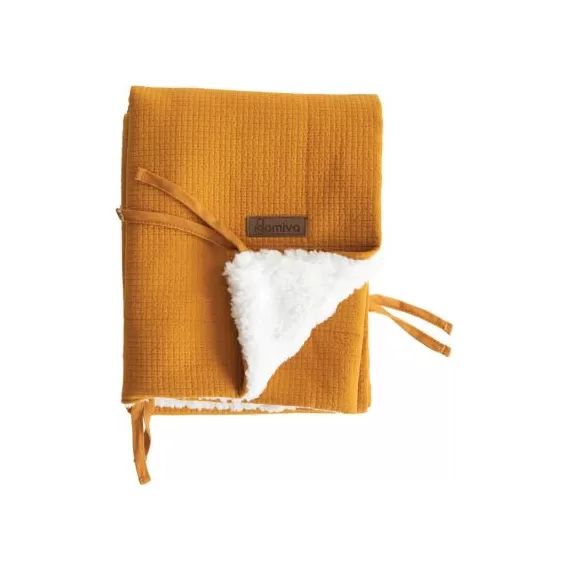 Couverture fluffy jaune caramel (75 x 100 cm)