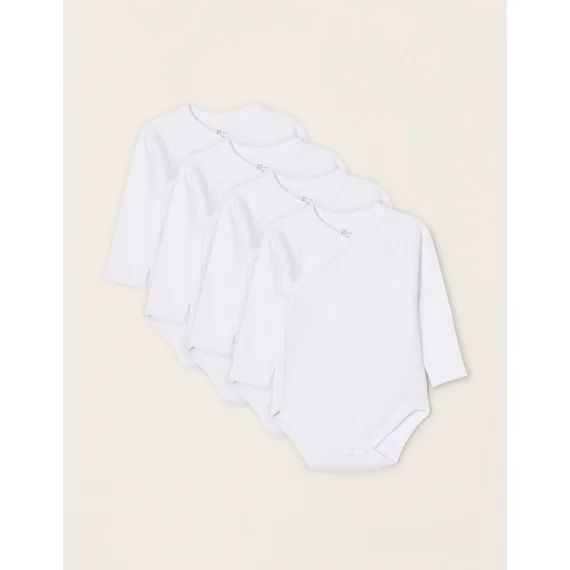 Pack 4 Bodies Croisés En Coton Blanc