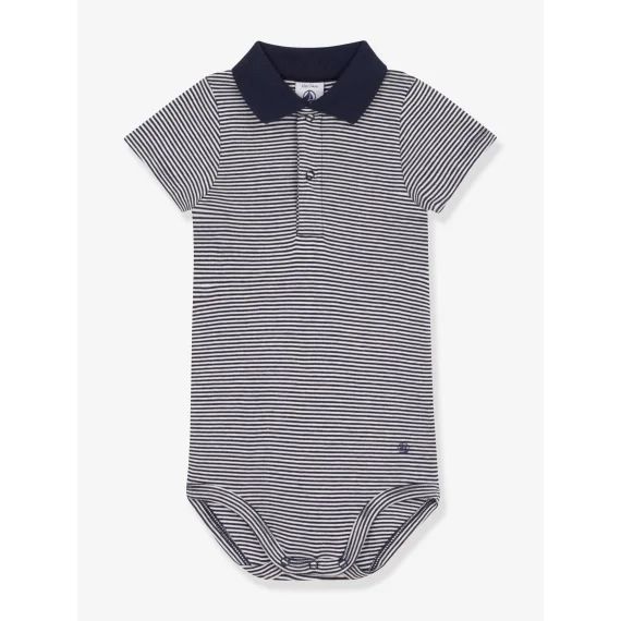 Body manches courtes ouverture polo PETIT BATEAU bleu