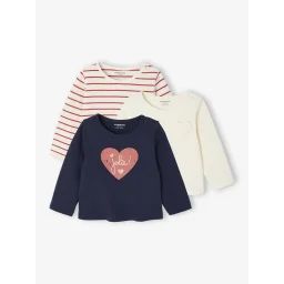 Lot de 3 T-shirts Basics bébé manches longues marine