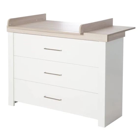 Commode À Langer Évolutive 3 Tiroirs Lucy Blanc Cassé / Décor Bois Luna