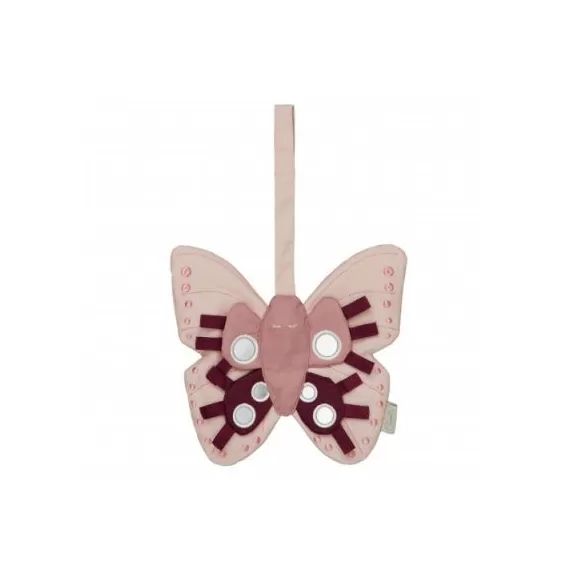Jouet d&rsquo;activité à suspendre papillon vieux rose